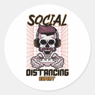 Sticker Rond Conception de jeux d'expert en distanciation socia