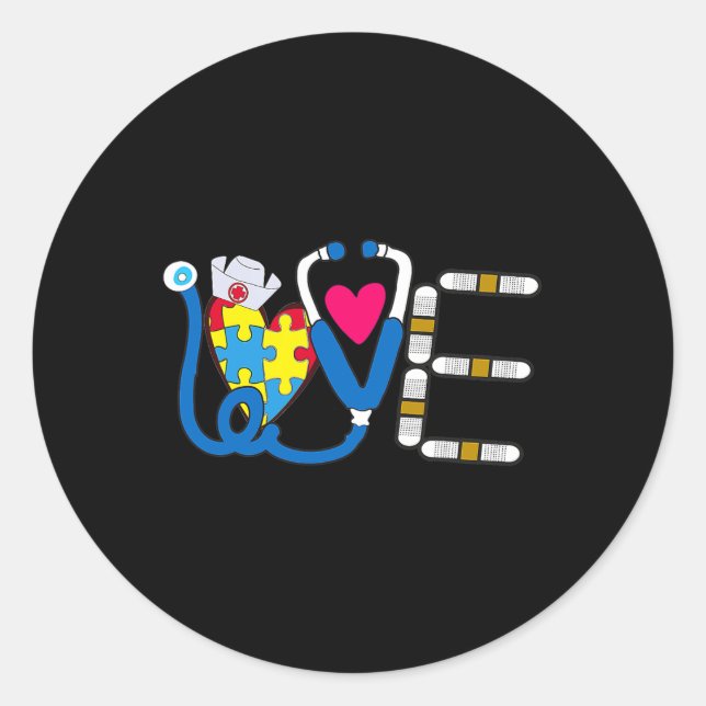 Sticker Rond Conception de jour de Sensibilisation sur l'autism (Devant)