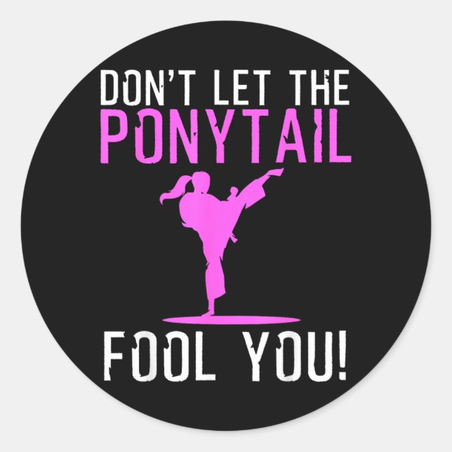 Sticker Rond Conception de karaté drôle pour les femmes filles  (Devant)