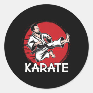 Sticker Rond Conception de karaté homme faisant un coup de pied