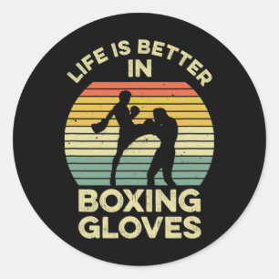 Sticker Rond Conception de kickboxing pour un combattant de Mua