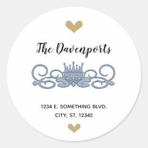 Sticker Rond Conception de la couronne bleue personnalisée