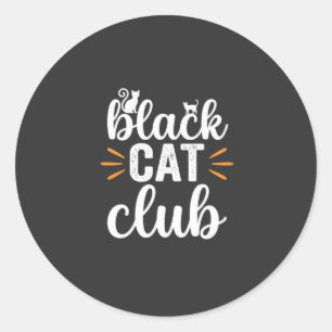 Sticker Rond Conception de la fête d'Halloween du Black Cat Clu