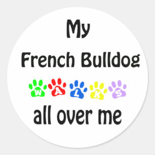 Sticker Rond Conception de la marche des Bulldog français