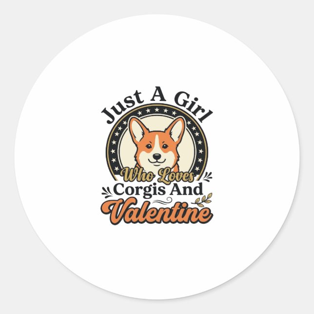 Sticker Rond Conception de la Saint-Valentin Corgi pour les ama (Devant)