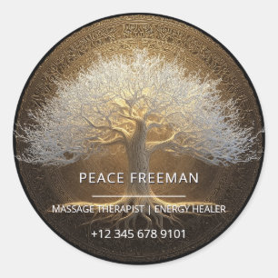 Sticker Rond Conception de l'Arbre de Lumière Éternelle Arbre