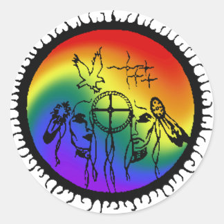 Sticker Rond Conception de l'arc-en-ciel à deux esprits