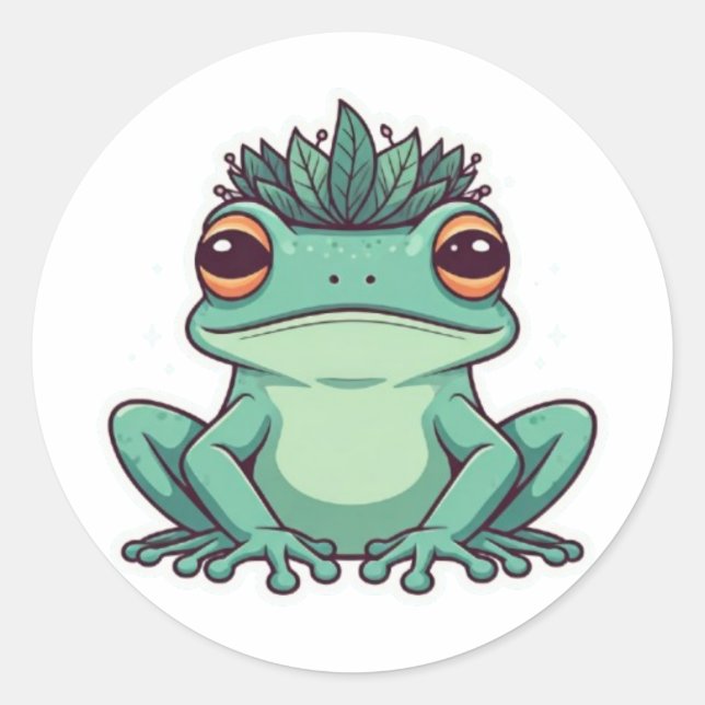 Sticker Rond Conception de l'autocollant Prince Frog Whimsical (Devant)