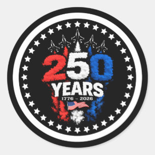 Sticker Rond Conception de l'emblème du jet du 250e anniversair