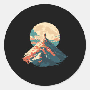 Sticker Rond Conception de l'escalade du pic de montagne motiva