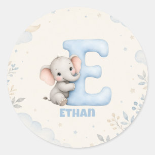 Sticker Rond Conception de lettre E personnalisée pour bébé élé