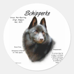 Sticker Rond Conception de l'historique de Schipperke