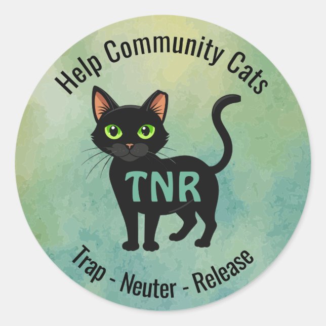 Sticker Rond Conception de libération de chats communautaires a (Devant)