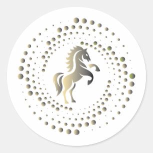 Sticker Rond conception de logo de course de chevaux en or