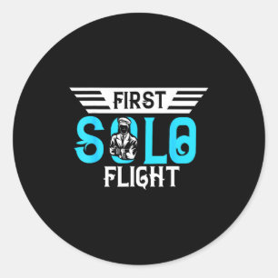 Sticker Rond Conception de lot drôle nouveau premier vol solo a