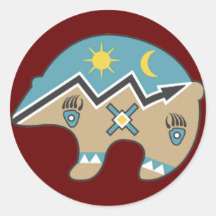 Sticker Rond Conception de l'ours tribal
