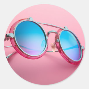 Sticker Rond Conception de lunettes de soleil, rose cool