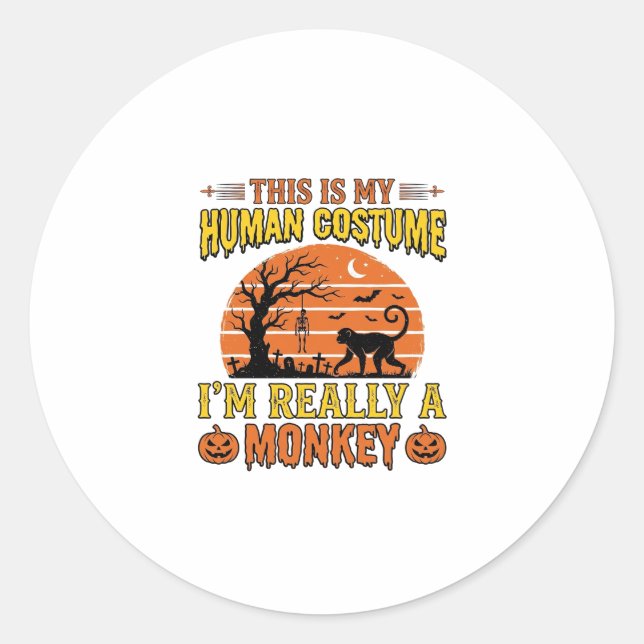Sticker Rond Conception de maillot de costume humain singe drôl (Devant)