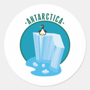 Sticker Rond conception de manchot d'antartique