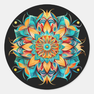 Sticker Rond Conception de mandala / fleur 