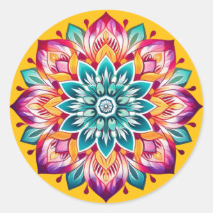 Sticker Rond Conception de mandala / fleur