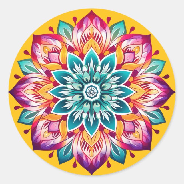 Sticker Rond Conception de mandala / fleur  (Devant)
