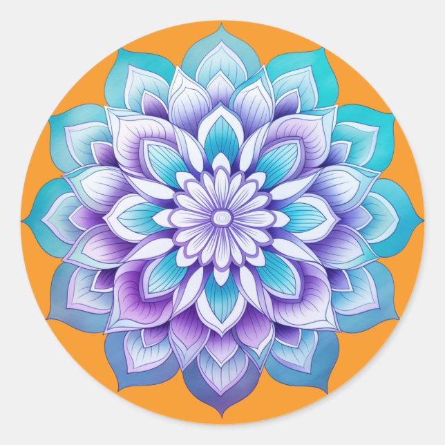 Sticker Rond Conception de mandala / fleur (Devant)