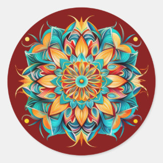 Sticker Rond Conception de mandala / fleur 