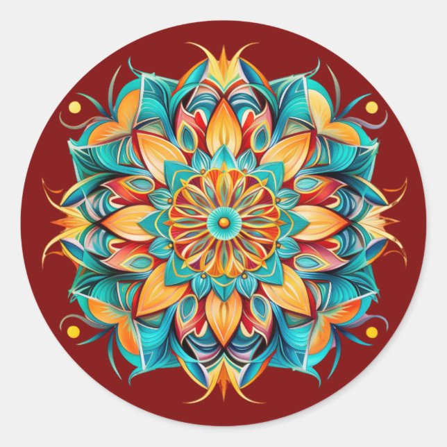Sticker Rond Conception de mandala / fleur  (Devant)