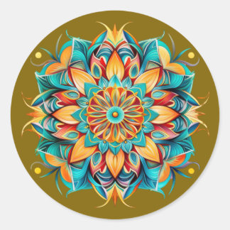 Sticker Rond Conception de mandala / fleur 