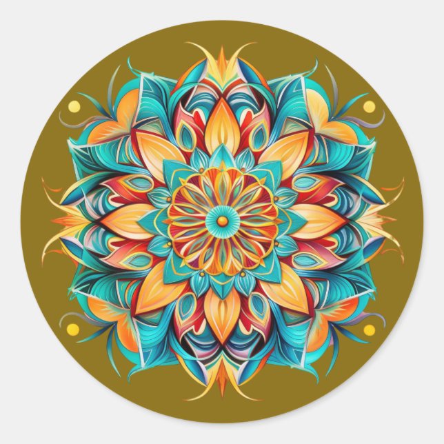 Sticker Rond Conception de mandala / fleur  (Devant)