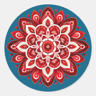 Sticker Rond Conception de mandala / fleur