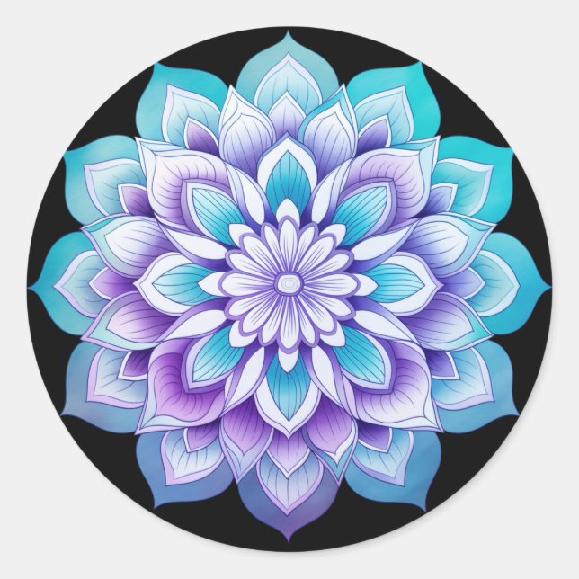 Sticker Rond Conception de mandala / fleur (Devant)