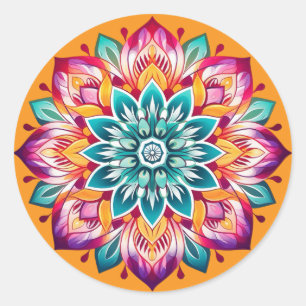 Sticker Rond Conception de mandala / fleur