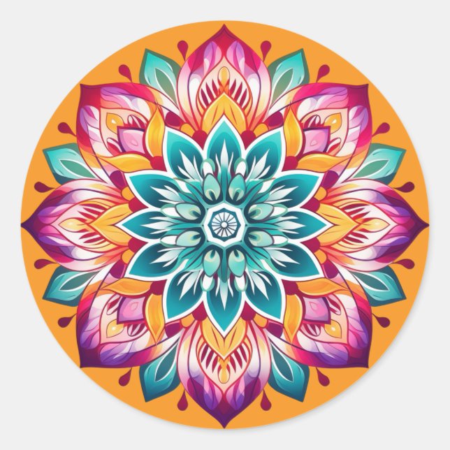 Sticker Rond Conception de mandala / fleur  (Devant)