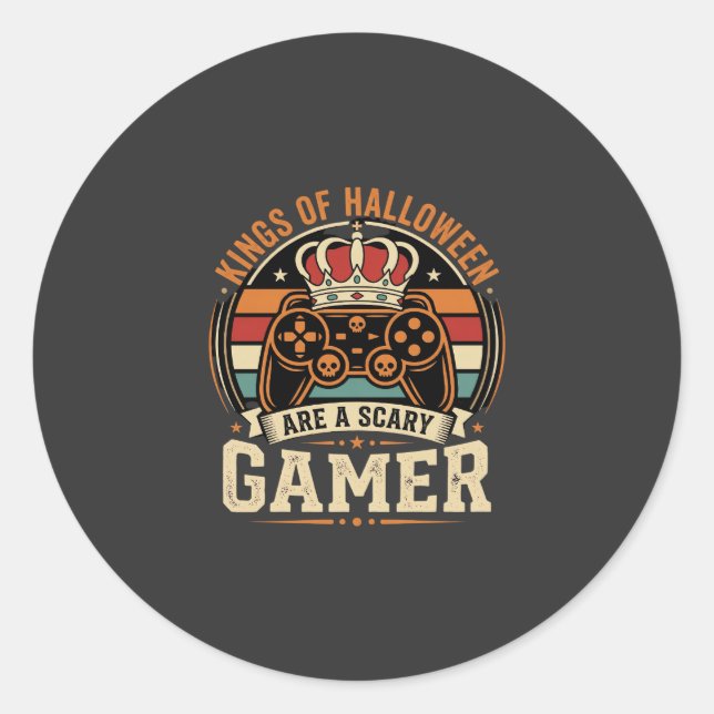 Sticker Rond Conception de manette rétro du roi des joueurs Hal (Devant)