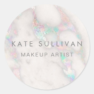 Sticker Rond conception de marbre faux holographique