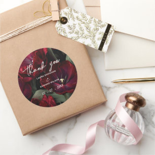 Sticker Rond conception de mariage floral bordeaux mettant en v