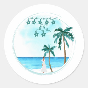Sticker Rond Conception de mariage sur la plage