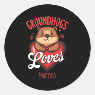 Sticker Rond Conception de Martini drôle de jour de la marmotte