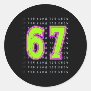Sticker Rond Conception de mème Six Sept 6 7 amusante