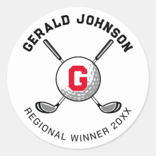 Sticker Rond Conception de monogramme de golf élégant personnal