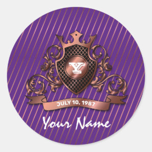 Sticker Rond Conception de monogramme élégant personnalisé mini