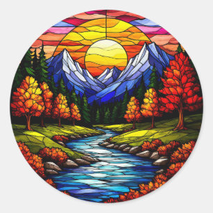 Sticker Rond Conception de mosaïque d'art de la nature – Décora
