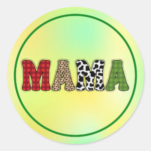 Sticker Rond Conception de motif à carreaux de Mama Noël