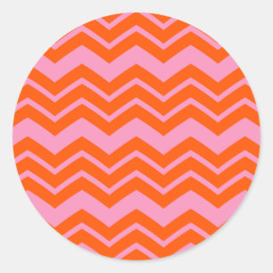 Sticker Rond Conception de motif chevron orange et rose 