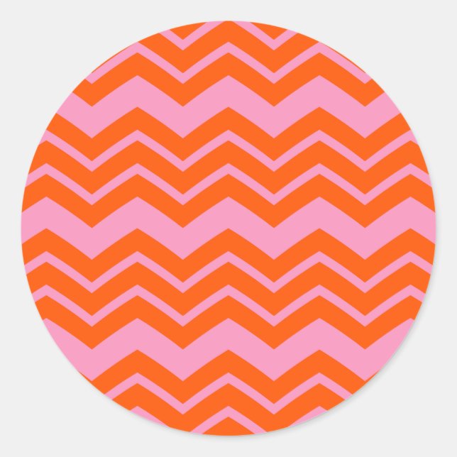 Sticker Rond Conception de motif chevron orange et rose  (Devant)
