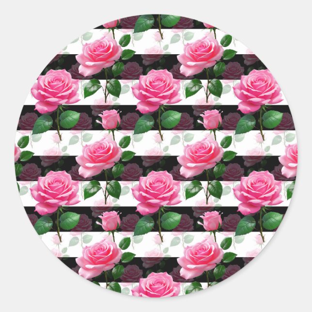 Sticker Rond Conception de Motif de fleurs Arrière - plans trié (Devant)