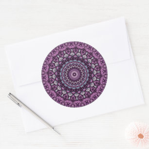 Sticker Rond Conception de motif mandala violet et lavande
