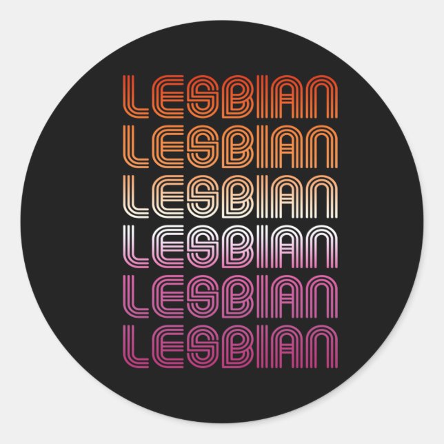 Sticker Rond Conception de motif rétro lesbien (Devant)